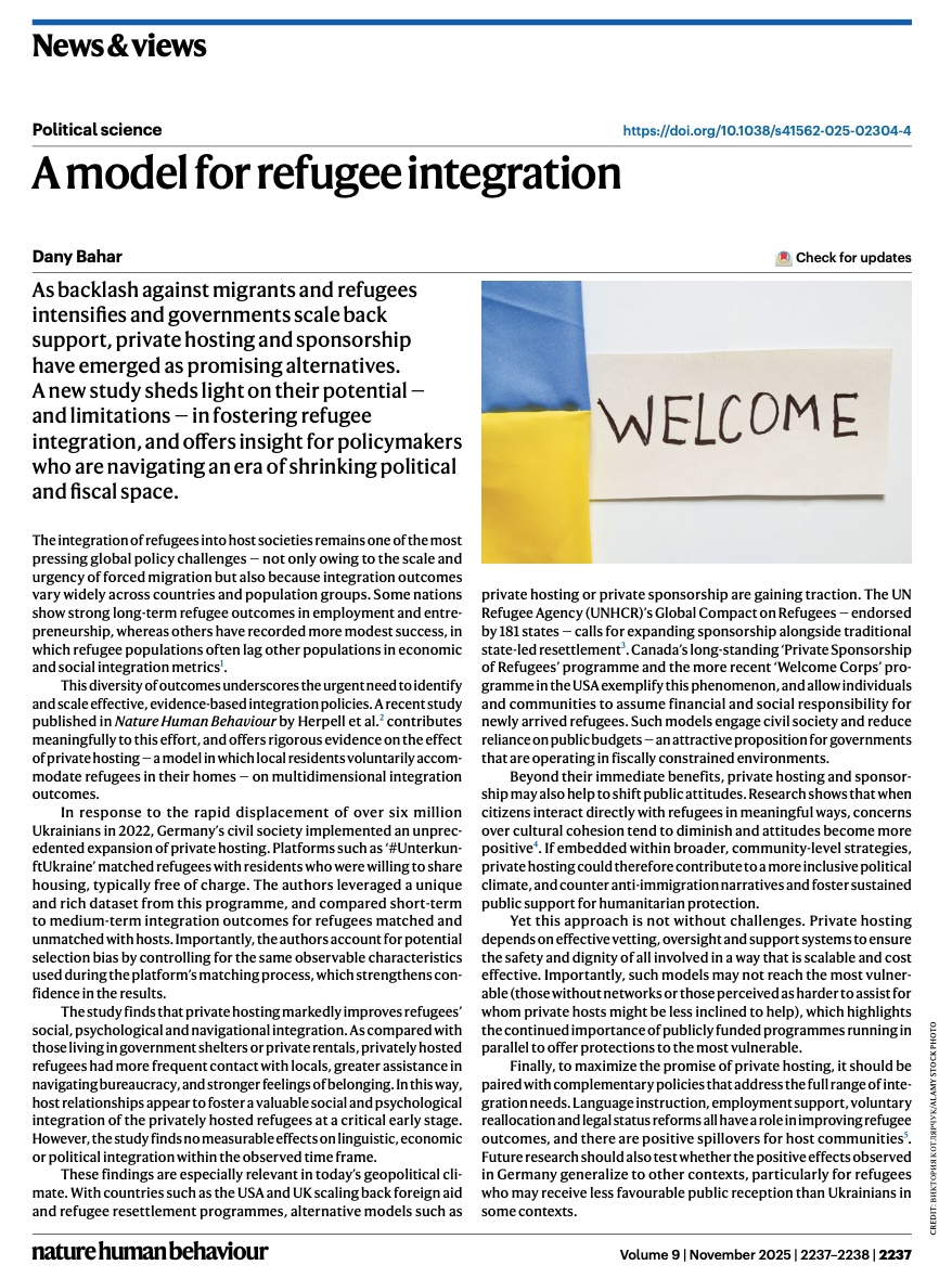 Visualization from A Model for Refugee Integration